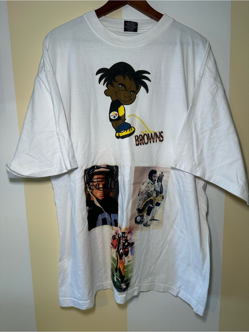 Vintage 90s Pittsburgh Steelers Peeing on Browns Bootleg T-Shirt Rap Tee 3XL